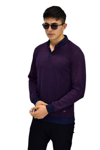 Erkek Polo Yaka Sweatshirt R2254 BGL-ST03197