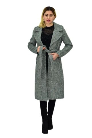 Kadın Pıtırcık Uzun Kaşe Kaban BGL-ST04121 YEŞİL - 44