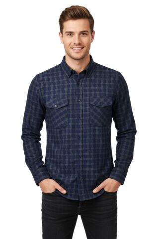 Erkek Kışlık Silim Fit Uzun Kol Çift Cep Kapak Gömlek 2416 BGL-ST04800