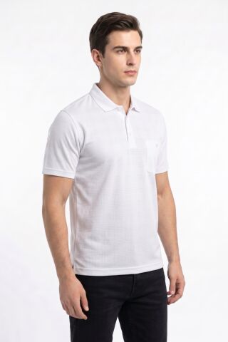 Erkek Polo Yaka Cepli Tişört 5107 BGL-ST04562 BEYAZ - XL