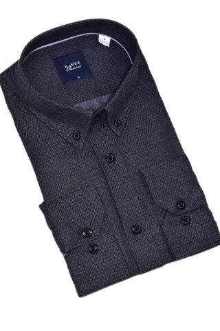 Erkek Klasik Tek Cepli Uzun Kol Gömlek 4076 BGL-ST05492 ANTRASİT - XL