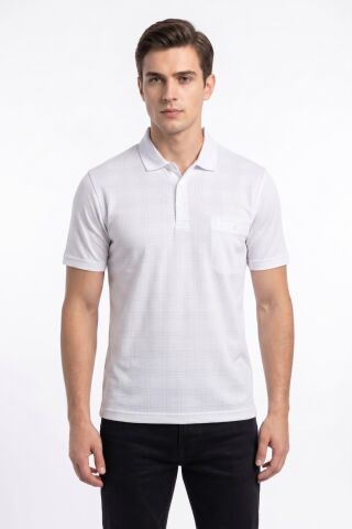 Erkek Polo Yaka Cepli Tişört 5107 BGL-ST04562 BEYAZ - 2XL