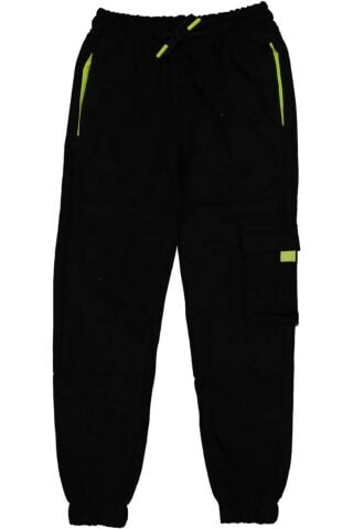 Çocuk Tek Kargo Cepli Garnili Paça Lastikli Eşofman Alt BGL-ST03872 SİYAH - 10 YAŞ