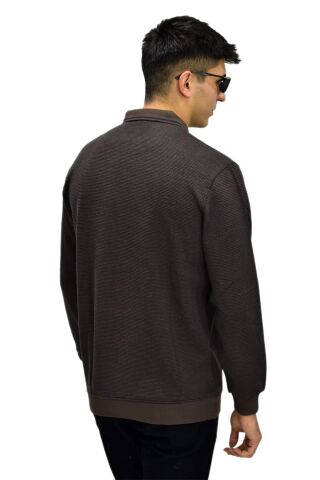 Erkek Polo Yaka Sweatshirt R2254 BGL-ST03197 A.KAHVE - M