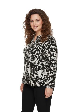 Kadın Düğmeli Modelli Bluz BGL-ST05123 SİYAH - 54