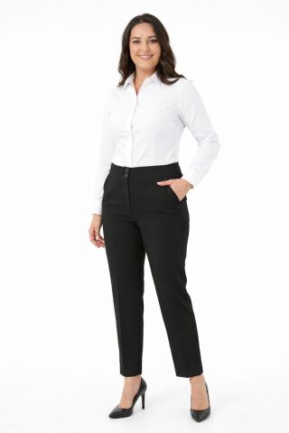 Kadın Kumaş Bilek Pantolon Bel Yarım Lastikli BGL-ST05389 SİYAH - 44