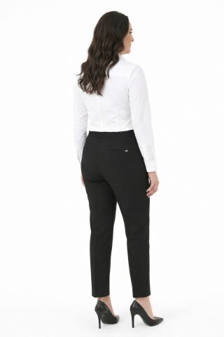 Kadın Kumaş Bilek Pantolon Bel Yarım Lastikli BGL-ST05389 SİYAH - 44