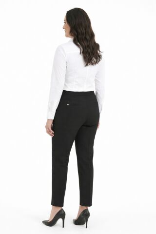 Kadın Kumaş Bilek Pantolon Bel Yarım Lastikli BGL-ST05389 SİYAH - 44