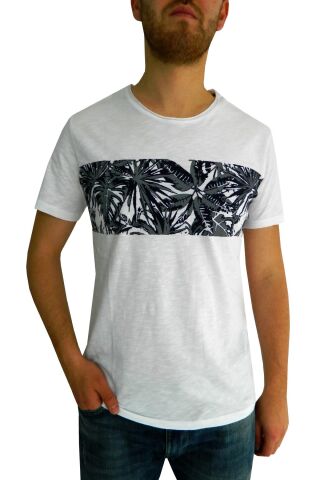 Erkek Sıfır Yaka Flamlı Tişört Bgl-st01048