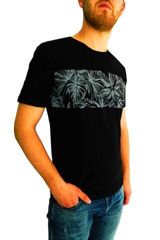 Erkek Sıfır Yaka Flamlı Tişört Bgl-st01048