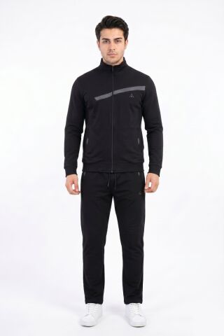 Erkek Fermuarlı Eşofman Takım Klasik Paça 3337 BGL-ST05517 SİYAH - 2XL