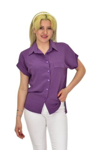 Kadın Ayrobin Kısa Kol Gömlek BGL-ST03696 G.KURUSU - 40