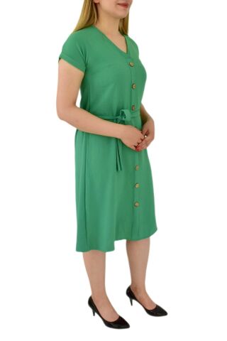 Kadın Dügmeli Ayrobin Kısa Kol Elbise BGL-ST03031