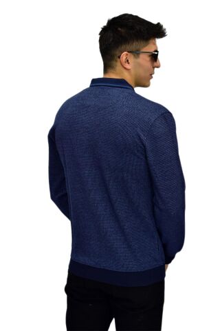 Erkek Polo Yaka Sweatshirt R2254 BGL-ST03197 İNDİGO - M