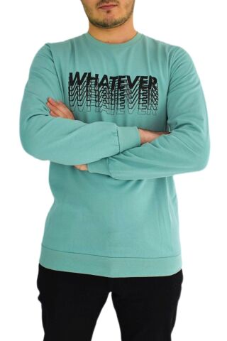 Erkek Sıfır Yaka Sweat Whatever BGL-ST01723 YEŞİL - XL