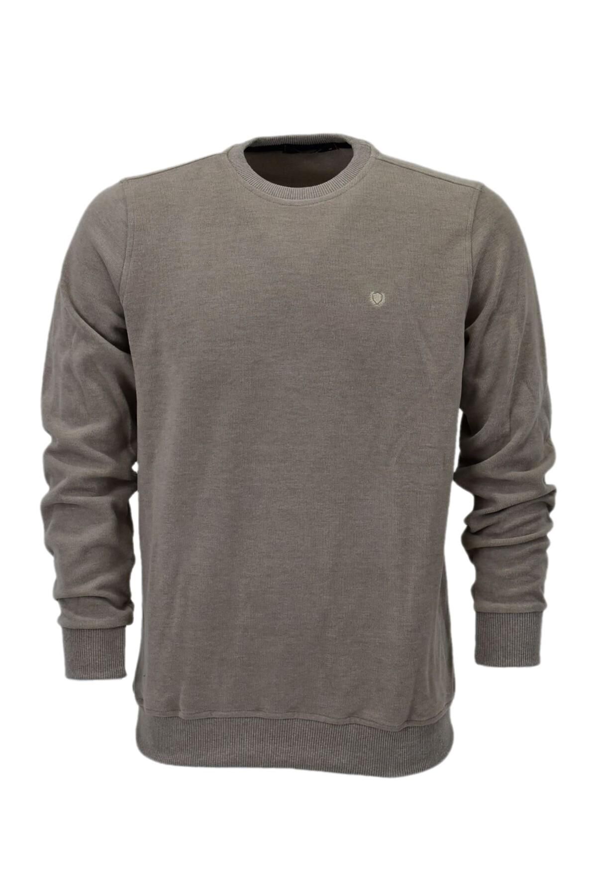 Erkek Sıfır Yaka Sweatshirt BGL-ST04198 BEJ - 3XL