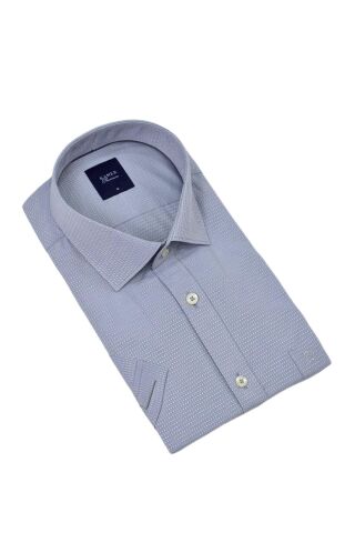 Erkek Klasik Armürlü Kısa Kol Gömlek 9398 BGL-ST04572 GRİ - XL