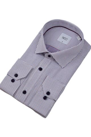 Erkek Klasik Puantiyeli Uzun Kol Gömlek 3596 BGL-ST04402 BORDO - L
