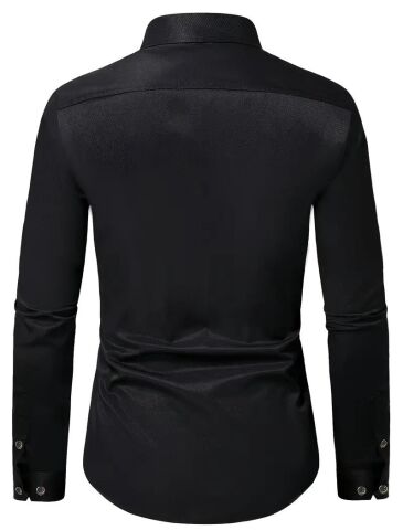Erkek Silim Fit Uzun Kol Gömlek BGL-ST03143 SİYAH - 2XL