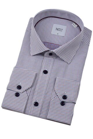 Erkek Klasik Puantiyeli Uzun Kol Gömlek 3596 BGL-ST04402 BORDO - XL