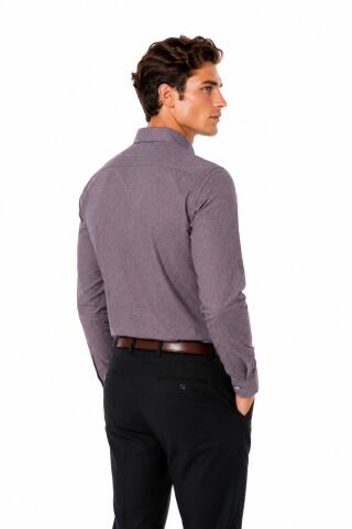 Erkek Klasik Tek Cepli Uzun Kol Gömlek 4076 BGL-ST05492 MÜRDÜM - XL