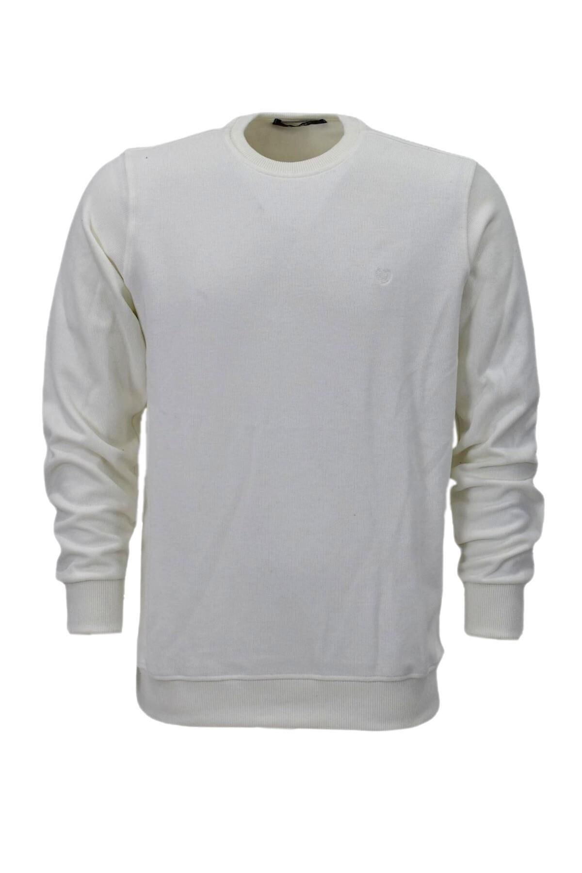 Erkek Sıfır Yaka Sweatshirt BGL-ST04198 EKRU - 2XL