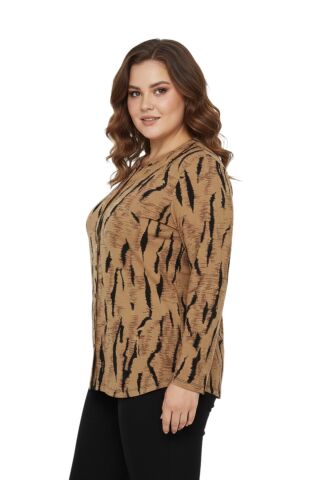 Kadın Düğmeli Modelli Bluz BGL-ST05125 A.KAHVE - 50