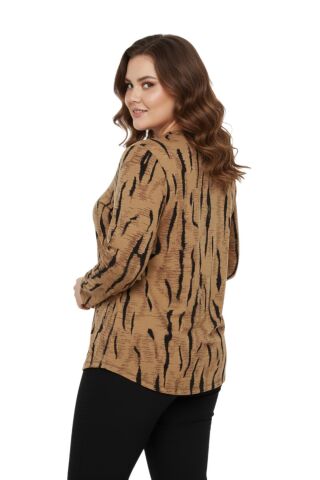 Kadın Düğmeli Modelli Bluz BGL-ST05125 A.KAHVE - 50