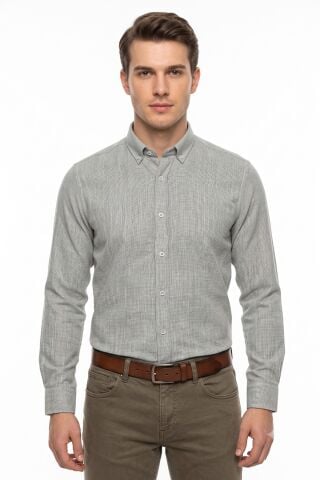 Erkek Slim Fitt Uzun Kol % 100 Pamuk Gömlek BGL-ST05627 İNDİGO - XL
