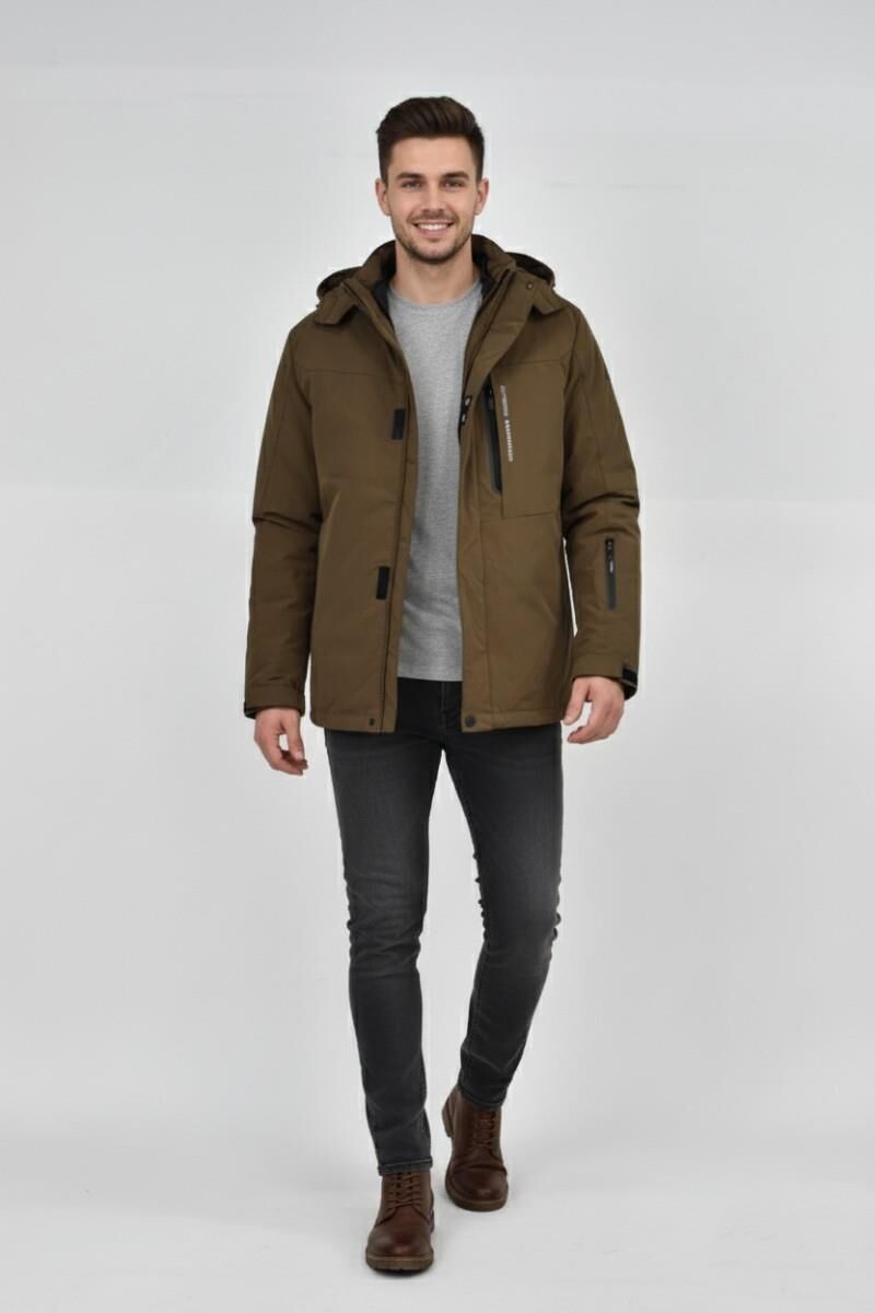 Erkek Kapüşonlu Spor Mont 2 Parça Regular Fit 3361 BGL-ST04901 A.KAHVE - L