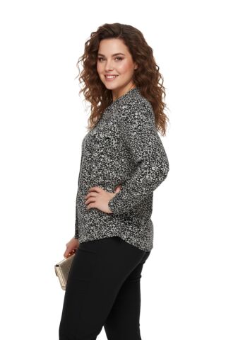 Kadın Düğmeli Modelli Bluz BGL-ST05129 SİYAH - 42