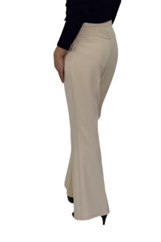 Kadın İspanyol Paça Beli Lastikli Kumaş Pantolon BGL-ST04321 BEJ - 46