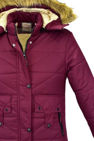 Kız Çocuk Kapüşonlu Mont BS-2015 BORDO - 11 YAŞ