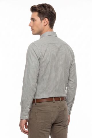 Erkek Slim Fitt Uzun Kol % 100 Pamuk Gömlek BGL-ST05627 HAKİ - M