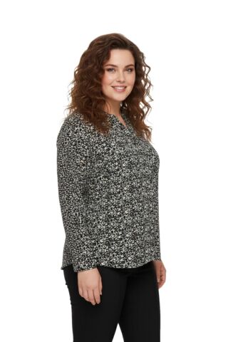 Kadın Düğmeli Modelli Bluz BGL-ST05129 SİYAH - 46