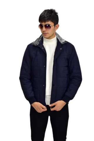 Erkek Büyük Beden Spor Peluş Yaka Mont  M3096 BGL-ST03243 LACİVERT - 6XL