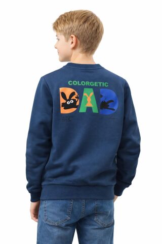 Erkek Çocuk Önü Baskılı Sweatshirt BGL-ST05234 PETROL - 11 YAŞ