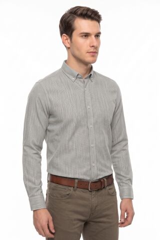 Erkek Slim Fitt Uzun Kol % 100 Pamuk Gömlek BGL-ST05627 HAKİ - XL