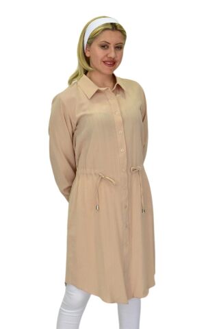 Kadın Bel Bağcıklı Tunik BGL-ST03708 BEJ - 38