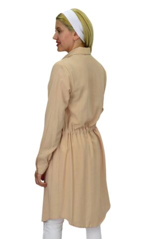 Kadın Bel Bağcıklı Tunik BGL-ST03708 BEJ - 38