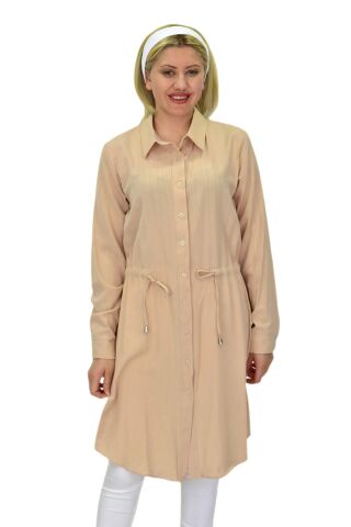 Kadın Bel Bağcıklı Tunik BGL-ST03708 BEJ - 40
