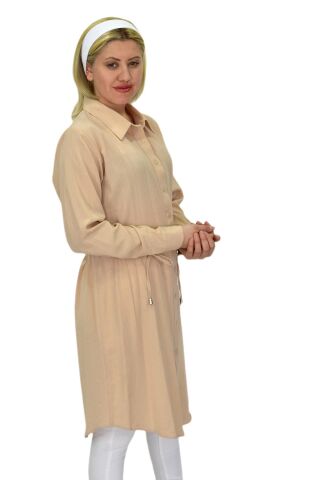 Kadın Bel Bağcıklı Tunik BGL-ST03708 BEJ - 40