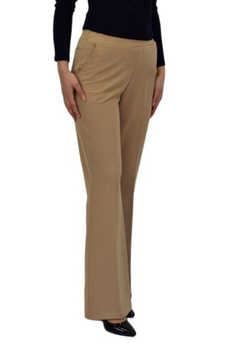 Kadın İspanyol Paça Beli Lastikli Kumaş Pantolon BGL-ST04321 CAMEL - 52