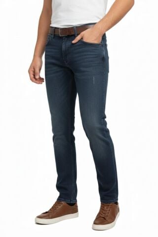 Erkek Silim Fit Jeans Tırnak Eskitme Model Pantolon 311 BGL-ST04975 LACİVERT - 36