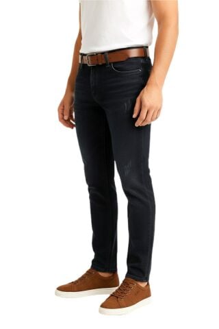 Erkek Silim Fit Jeans Tırnak Eskitme Model Pantolon 311 BGL-ST04975 LACİVERT - 36