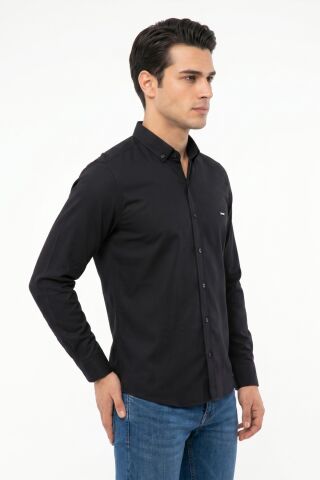 Erkek Spor Slim Fit Uzun Kol Likralı Gömlek BGL-ST05465