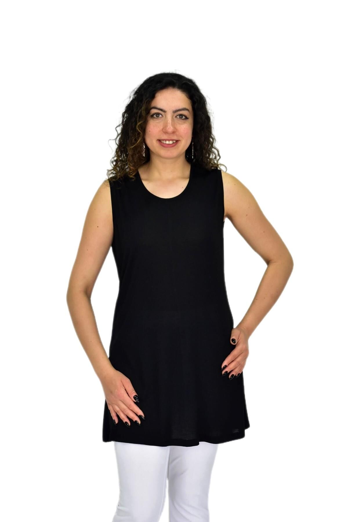 Kadın Askılı Viskon Tişöt BGL-ST04659 SİYAH - L