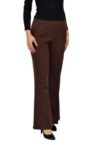Kadın İspanyol Paça Beli Lastikli Kumaş Pantolon BGL-ST04321 KAHVE - 40