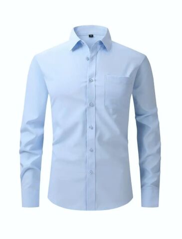 Erkek Klasik Uzun Kol Gömlek Micro BGL-ST03497 MAVİ - L