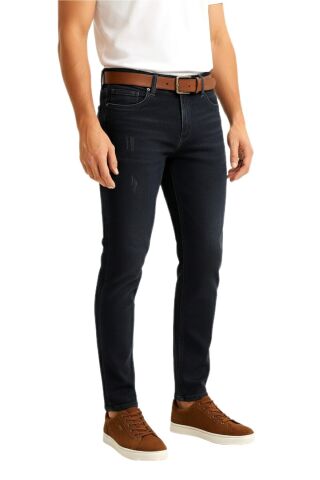 Erkek Silim Fit Jeans Tırnak Eskitme Model Pantolon 311 BGL-ST04975 ANTRASİT - 31/34